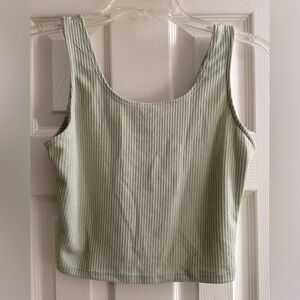 Green Ribbed cropped Tank Top